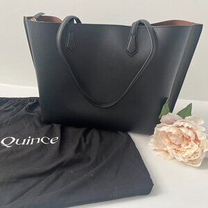 Pre-Owned Quince Italian Leather Triple Compartment Shopper Tote in Color Black